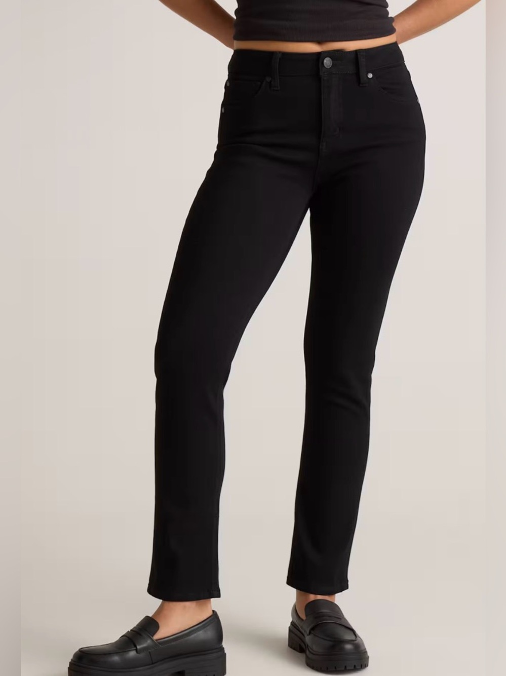 Quinxe Luna Stretch Slim Straight Jeans Black size 27 NWT